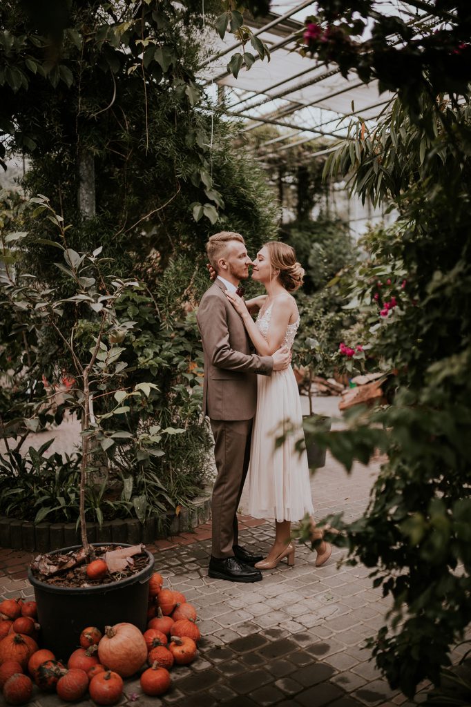 plener sesja ślubna powsin szklarnia ogród botaniczny jesienna